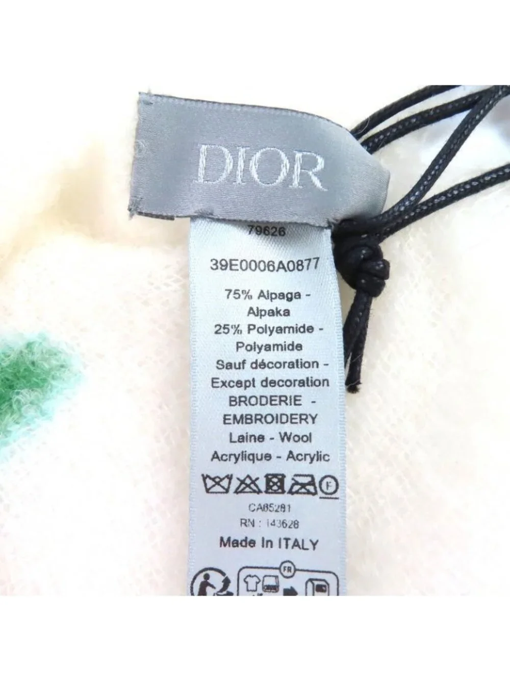 Dior Denim Tears Homme Alpaca Logo Embroidery Border Pattern Shawl Scarf